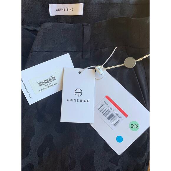 Anine Bing Leopard Pants Animal Print Black Size 36 Straight Leg Pockets Gothic - Picture 5 of 5